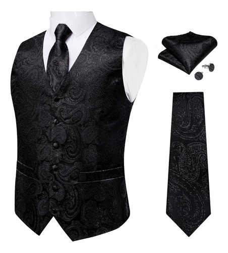 Conjunto De Chaleco De Seda Para Hombre, Corbata Cuadrada, F