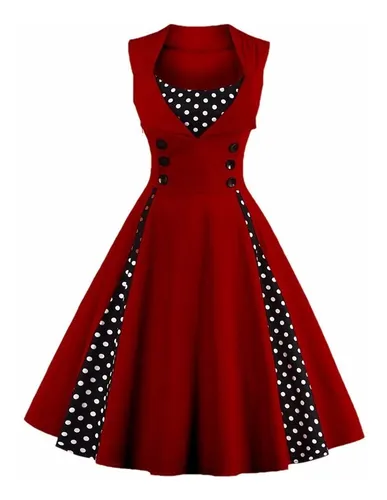 Vestido Vintage Pin Up Burdeo A os 50 Tallas Grandes Va 207