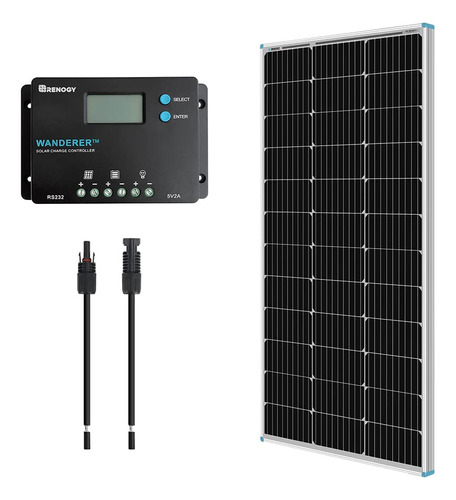 Renogy Kit De Panel Solar De 100 Vatios Y 12 Voltios Con Pan