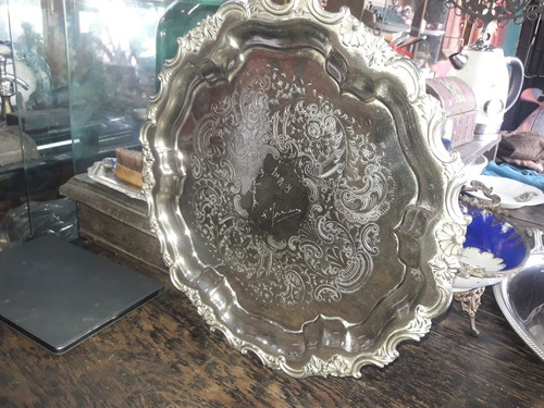 Bandeja Bañada En Plata Inglesa C1920 Sellada (Usado)