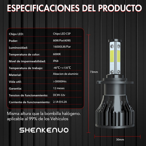 16000lm, Focos Led Y Antiniebla Para Chevy Corsa 2002-2008