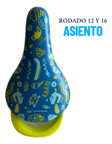 Asiento Infantil Bicicleta Windsor Azul C/ Amarillo Promocio Azul