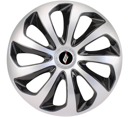 Calota Esportiva Aro Roda R 15 Velox Silver Black Prata