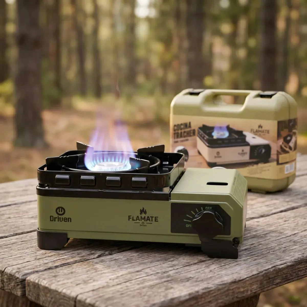 Anafe Portátil A Gas Driven Flamate Tracker Camping Verde