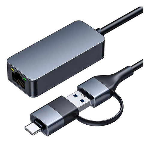 Adaptador Usb C Para Ethernet 2 Em 1 Conversor De Rede