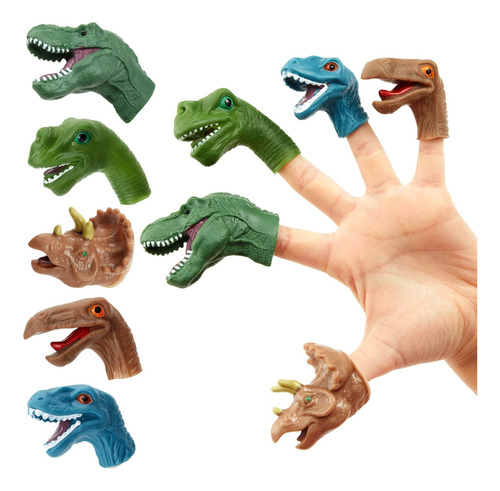 Paquete De 10 Marionetas De Dedo De Dinosaurio Para Niños .