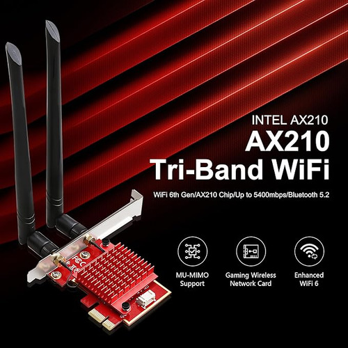 Placa De Red Pci-e Bzizu Ax5400 Wi-fi6e & Bluetooth 5.3