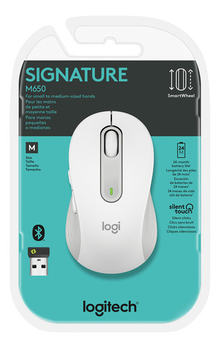 Mouse Inalámbrico Logitech Signature M650 Medium Blanco
