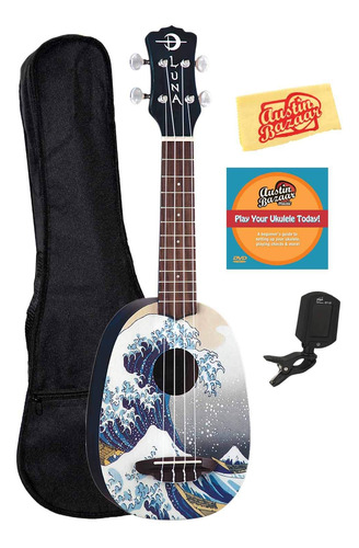 Luna Great Wave - Paquete De Ukelele Soprano Con Bolsa De C.