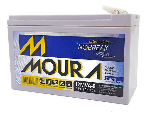 Bateria para Nobreak Moura 12MVA9 12V 9ah