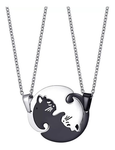 Collares Pareja Gato Yin Yang Amor Regalo San Valentin 