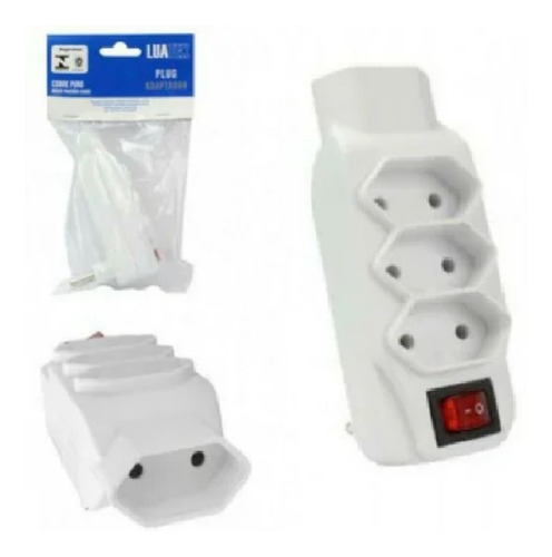 2 Adaptador De Tomada 4 Saídas Interruptor Pino Bejamim T