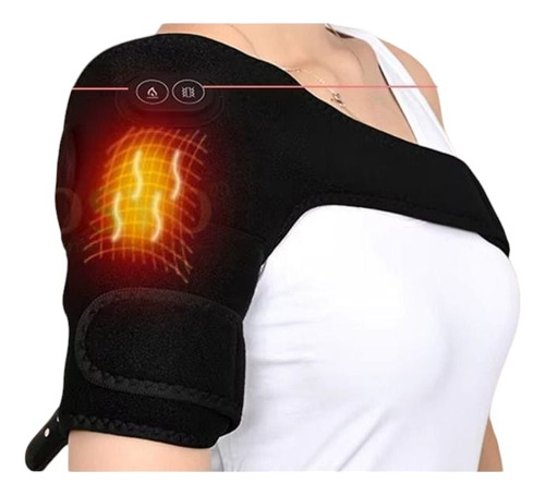 Hombrera Masajeador Calefactable Ajustable Vibración Negro