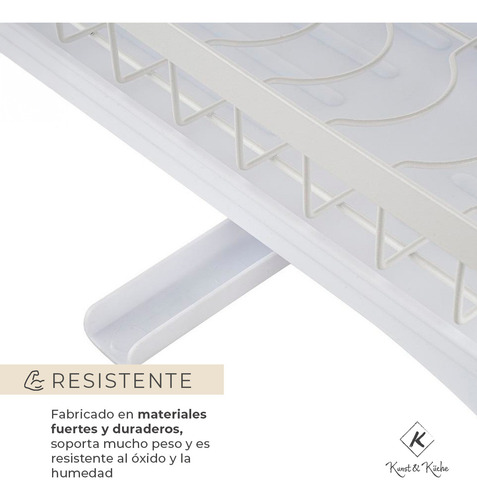 Secaplatos escurridor Kunst & Küche KSP-05 cubiertos 2 niveles organizador cocina color blanco