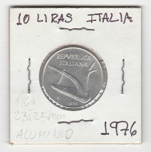 Moneda Italia 10 Liras 1976 Xf+