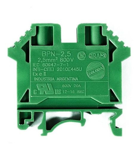 Borne Zoloda De Paso Bpn 2,5mm Verde/amarillo Pack X10u