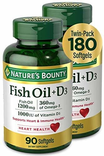 Nature's Beauty Fish Oil + D3, 1200mg, 360mg De Omega-3, 10