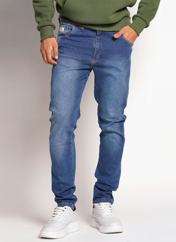 Jean Bross Hombre Skinny Liso Gastado