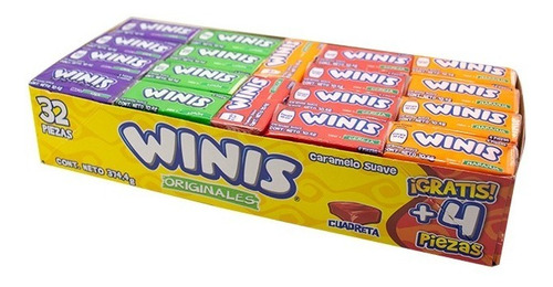 Winis Chicloso Minis Originales Caramelo Suave Dulce 32 Pz
