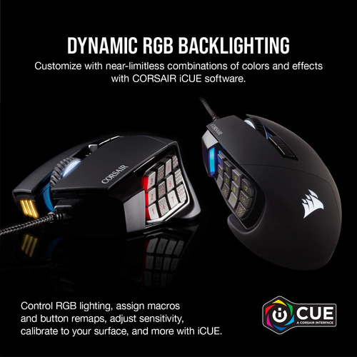 Mouse Para Jogos Corsair Scimitar Rgb Elite 18.000 Dpi Preto