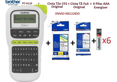 Rotuladora Brother H100 + 1 Tze-231 + Tz-fa3  + Pilas+envio