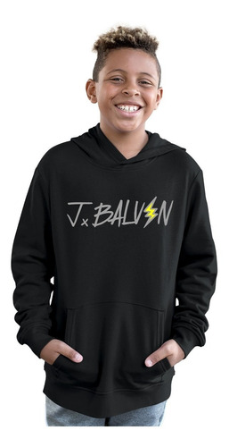 Sudadera Negra Infantil De Rap Con Estampa De J Balvin Logo