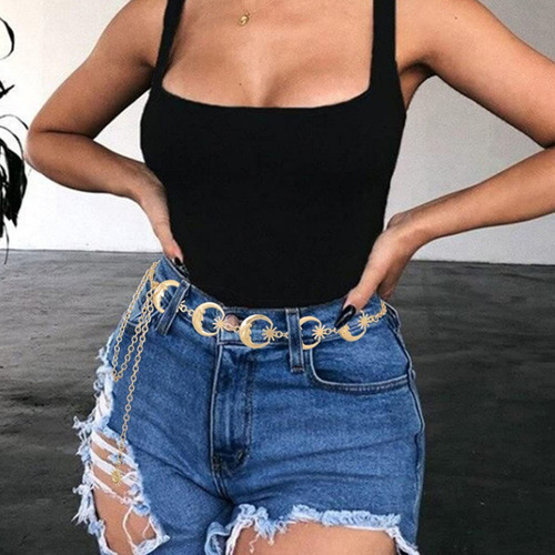 Cinturón De Metal Con Cadena De Cintura Punk Para Mujer