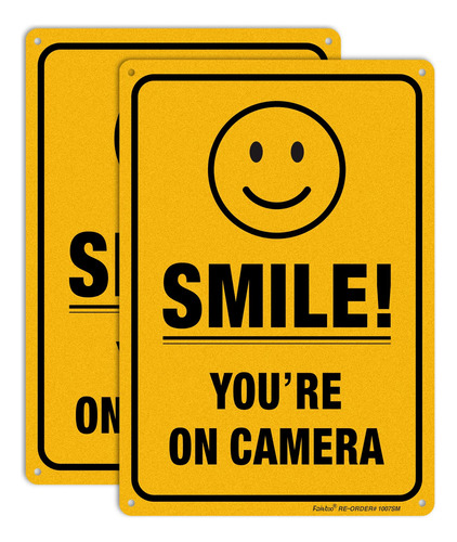 Cartel De Videovigilancia Smile You're On Camera De 10 X 7 P