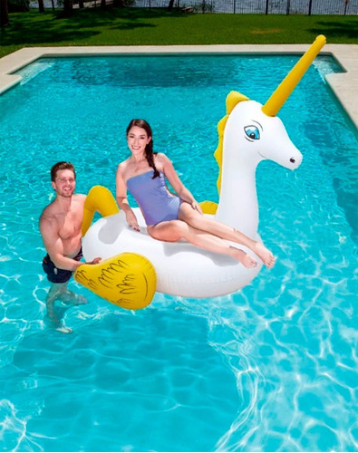 Imagen 4 de 9 de Unicornio Grande Inflable Flotador Pileta Bestway 41107 Full
