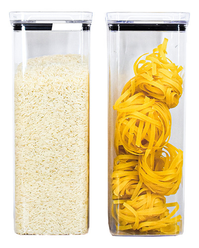 Kit 2 Potes Herméticos Em Acrílico Cristal Empilhável, Organizador Para Mantimentos Pote Resistente