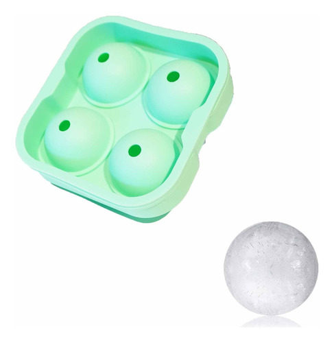 Cubetera De Silicona Ionify Para 4 Esferas De Hielo Grandes Color Verde pastel
