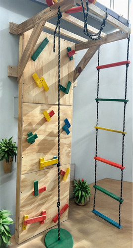 Juego Pared Escalador Niños Juguete Armable 4 En 1 Resiste Color Madera