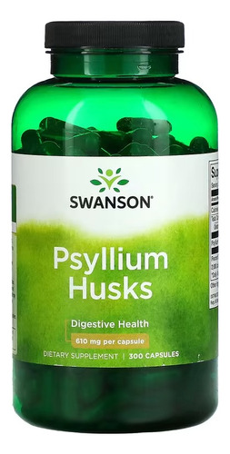 Swanson Psyllium Husks 610 mg, saúde digestiva, 300 cápsulas, sabor sem sabor