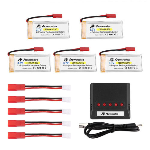 5 X 3.7v 750mah Batería De Lipo Y Cargador 5 En 1 Para F181 