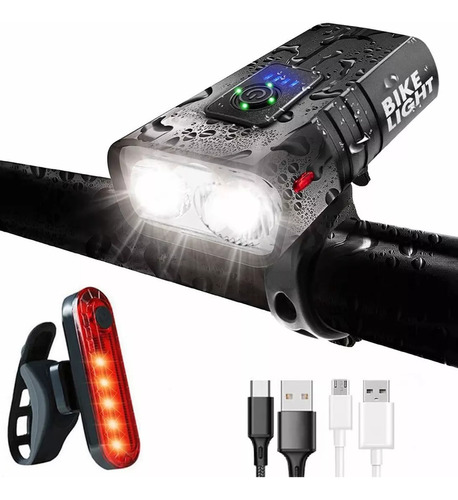 Luz Delantera Y Trasera Ipx6 Usb Para Bicicleta Recargable