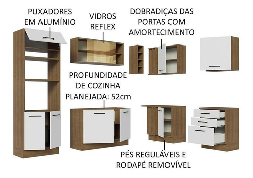 Cozinha Completa Cant Agata Madesa 399001 C Arm Bal S Tam Rb Cor Rustic/Branco