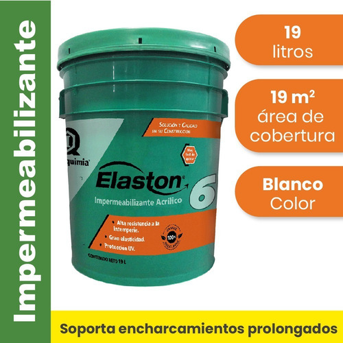 Imagen 2 de 7 de Impermeabilizante Acrílico 6 Años Elaston / Blanco / 19 Lt -