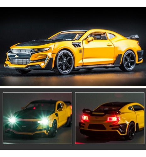 Imagen 5 de 7 de Chevrolet Camaro Miniatura Metal Autos Luces Y Sonido 1:32
