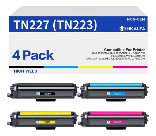 Inkalfa Cartucho De Tóner Pack X 4 Para Impresoras Brother 