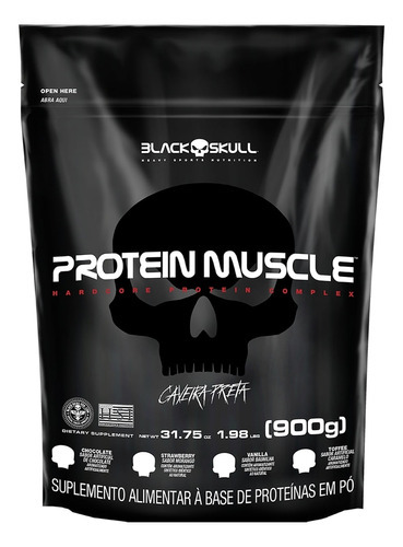 Protein Muscle Black Skull Refil - 900g (blend Proteínas) Ca Sabor Chocolate