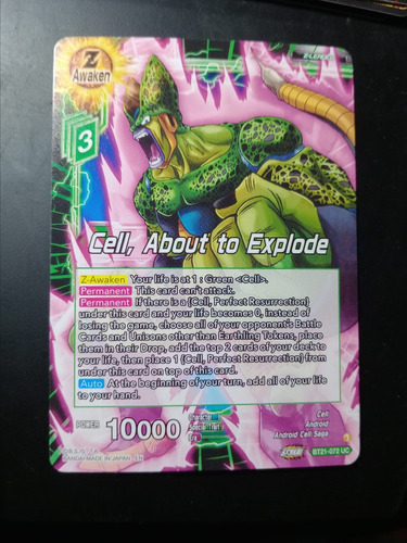 Cell,about To Explode Carta Dragon Ball Bandai