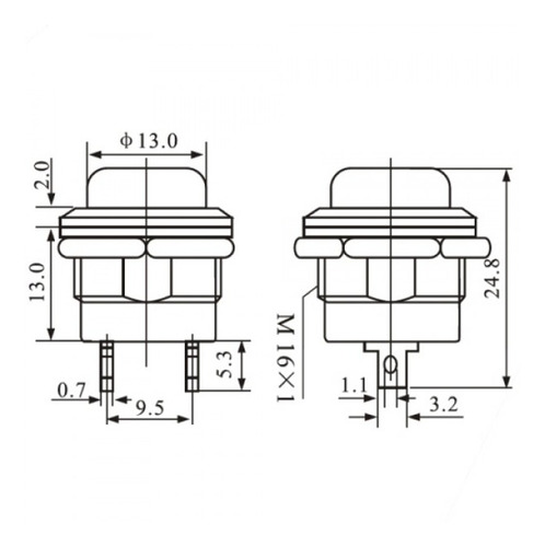 100 Peça - Chave Push Button Tipo Start - Bujão R13-507 Pt