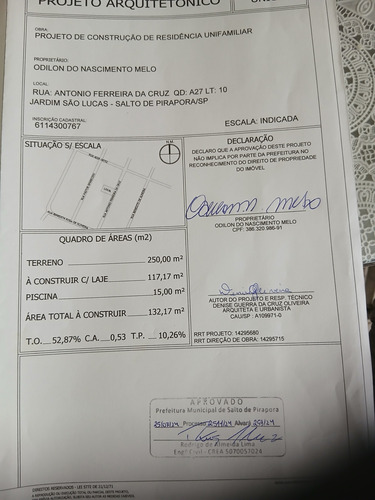 Terreno Com 250m2 Condomínio São Lucas