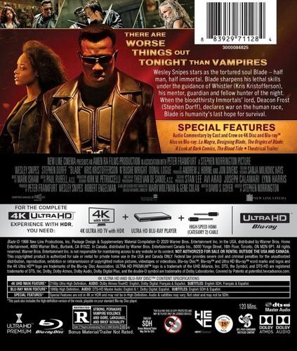 Blade Cazador De Vampiros / Combo 4k Uhd + Blu-ray