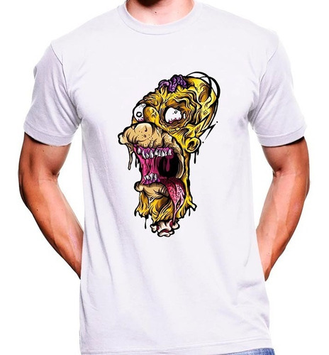 Camiseta Premium Dtg Calavera Estampada  Homero Zombie