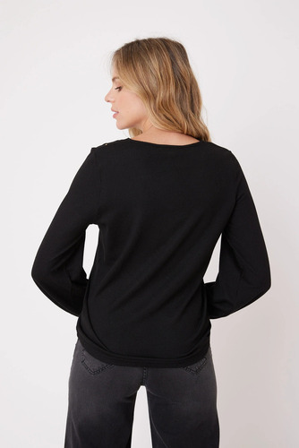 Polera Mujer Give V Jersey Tachas