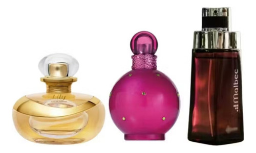 Kit 3 Perfumes Ideal Para Presentes Malbec , Lily E Fantasy 50ml Atente-se Na Descrição Do Produto.