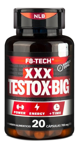 Testox-big Xxx, F8-Tech, 20 Cápsulas Vigorizante Blinlab 700mg, Sin Sabor