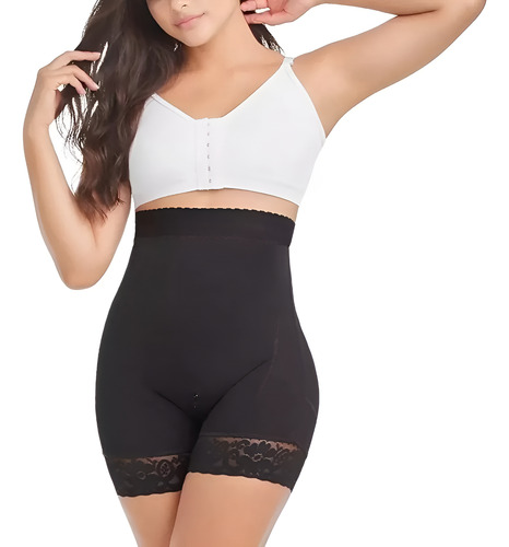 Panty Short Levanta Cola Control Abdominal Alta Compresión Negro M