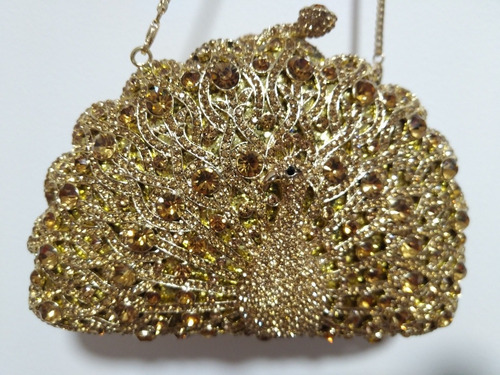 Bolsa100% Cristal Swarovski Gold Luxo P/festa,casamento Imp.